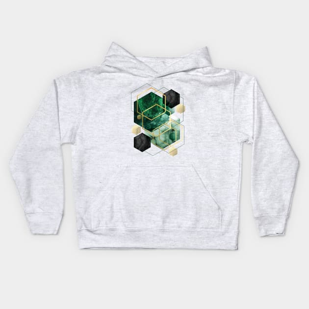 Emerald Green Geo Kids Hoodie by UrbanEpiphany